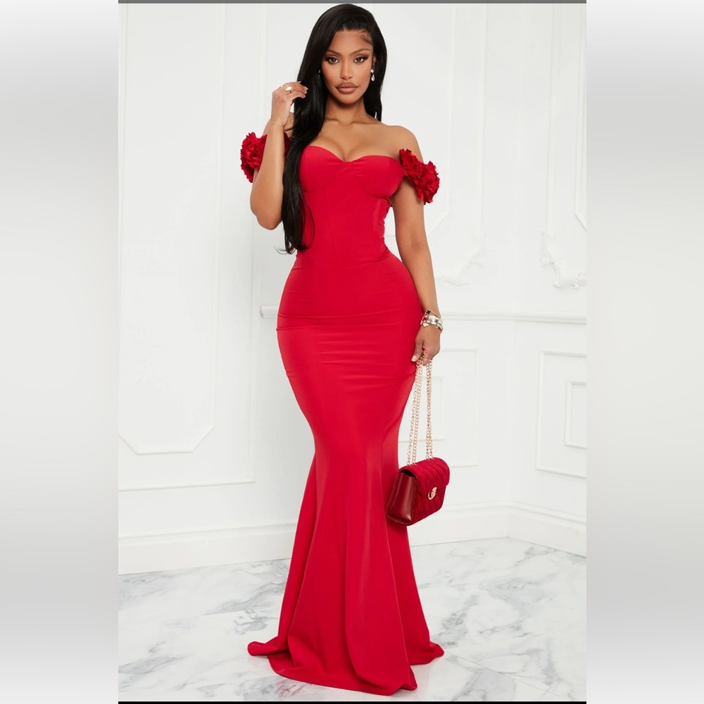 NWT Fashion Nova Red Rosette Dress